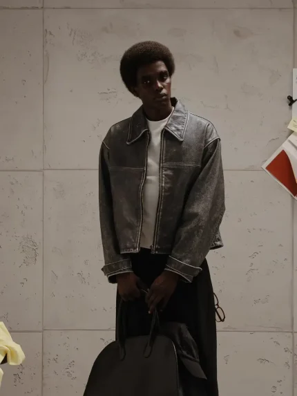 Ffected 'Almés' Leather Jacket Washed Grey (4)