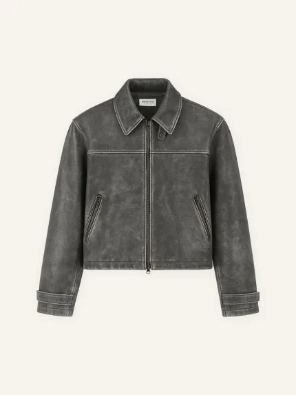 Ffected 'Almés' Leather Jacket Washed Grey (5)