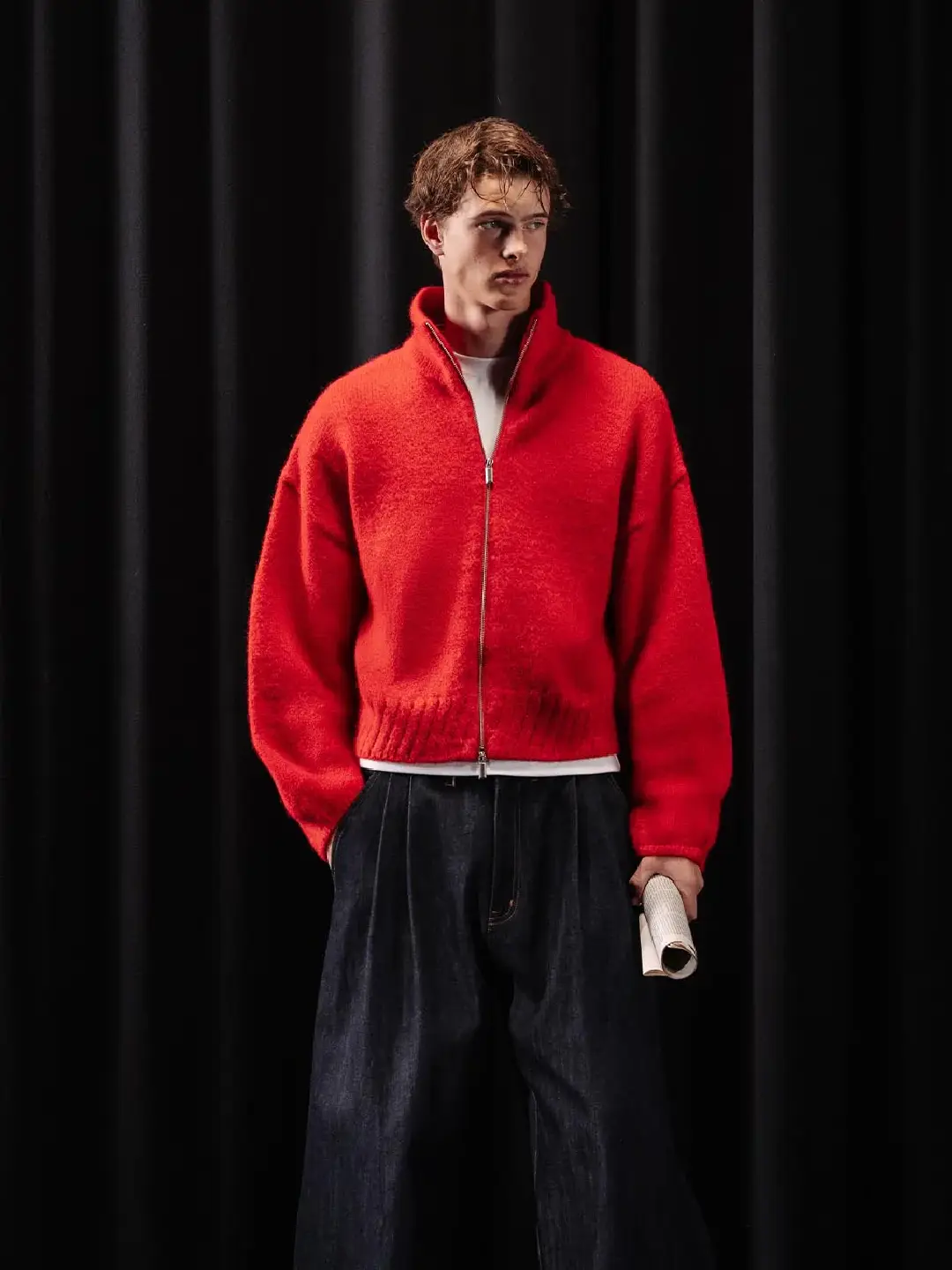 Ffected 'Mare' Mohair Zipper Red (2)